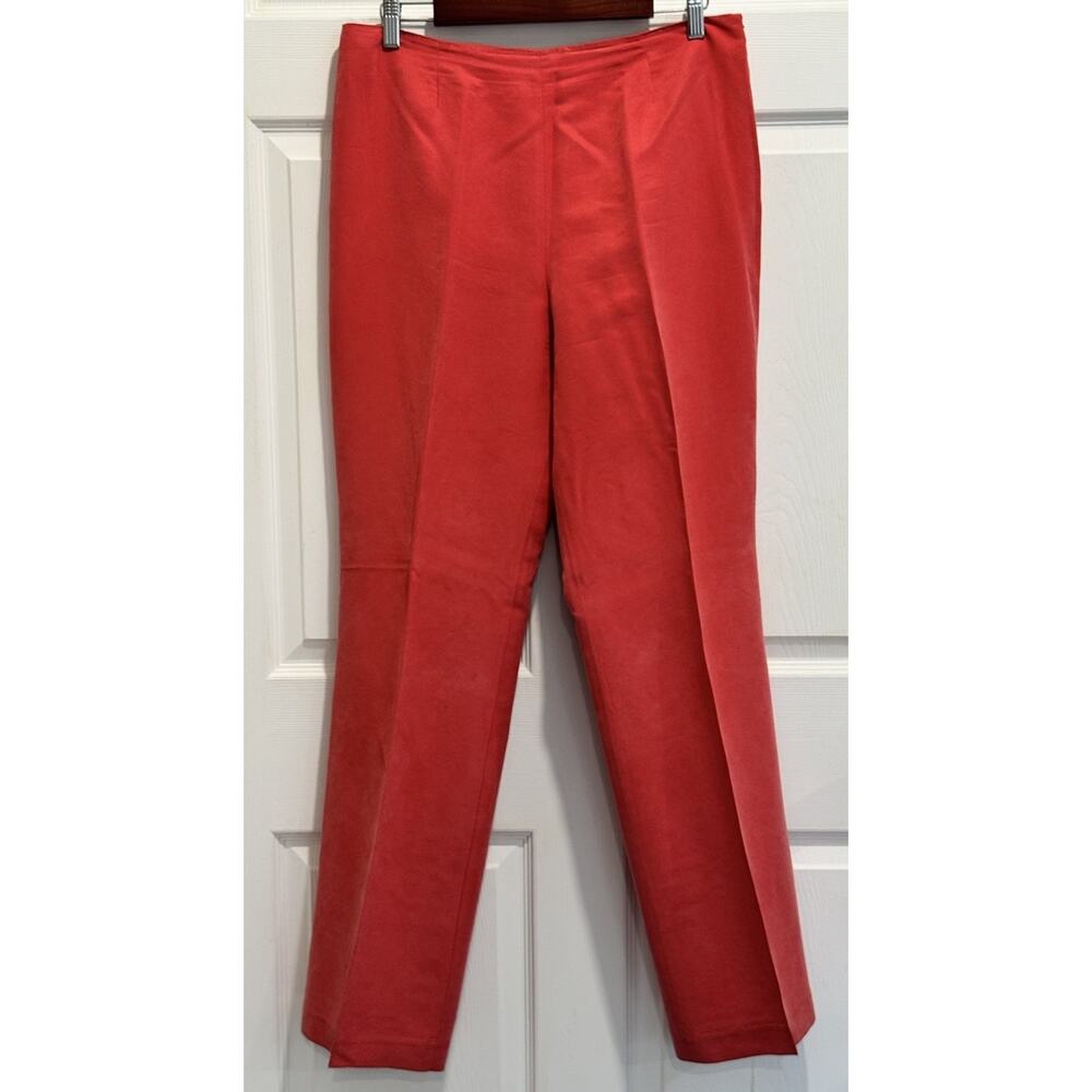 Sigrid Olsen Silk Linen Blend Pink Dress Pants Size 14 Workwear Career Side Zip